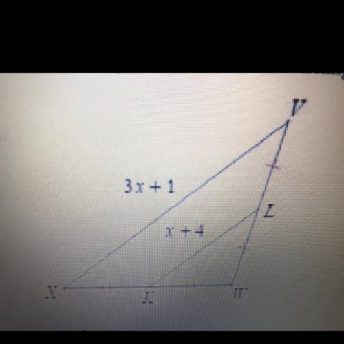 Help!
Find the length of VX in the triangle shown. 
A.3
B. 11
C. 12
D. 22