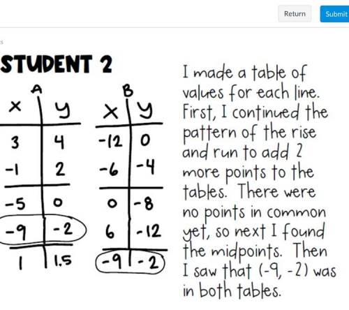 1. Did student 2 make any errors?

2. Explain the method in your own words.
3. What problem could