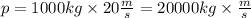 p = 1000kg \times 20 \frac{m}{s}  = 20000kg \times  \frac{m}{s}