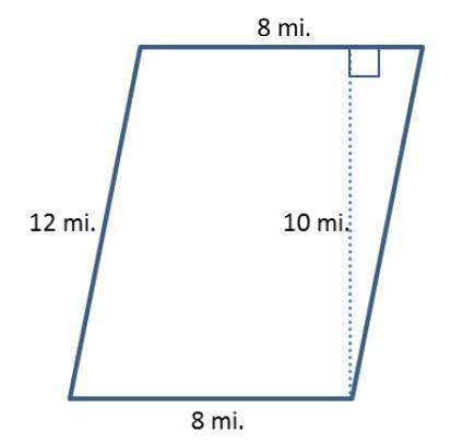 Find the area of the parallelogram below by decomposing into two triangles. The figure is not drawn