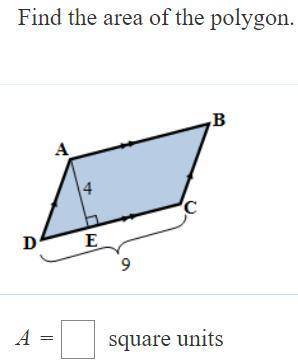Please find the area of of the shaded polygon