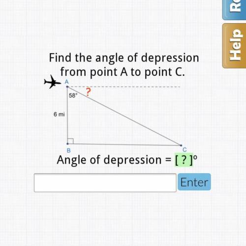 Find the angle of depression from point A to C