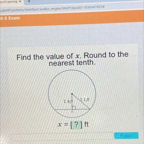 Find the value of x. ROUND TO THE NEAREST TENTH