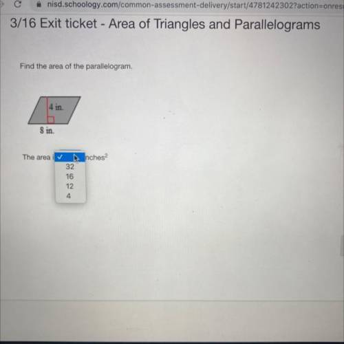 Find the area of the parallelogram