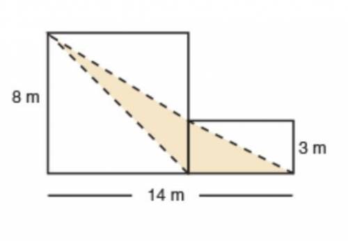 The figure is made up of a square and a rectangle. Find the area of the shaded region.