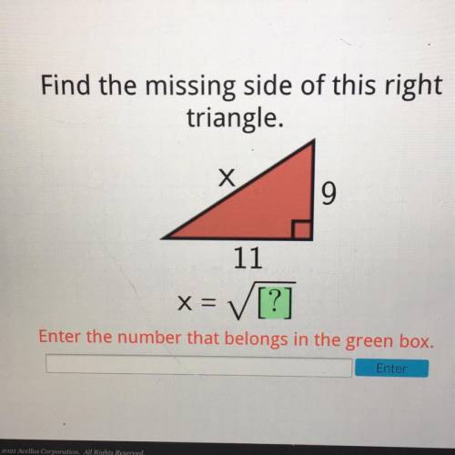 Find the missing side of this right triangle