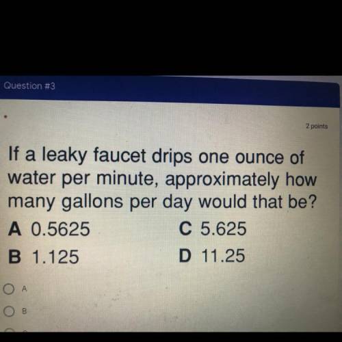 If a leaky faucet drips one ounce of

water per minute, approximately how
many gallons per day wou