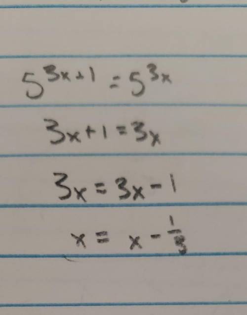 So after factoring out a log equation, i get x = x - 1/3. there is a photo above with my steps.

w