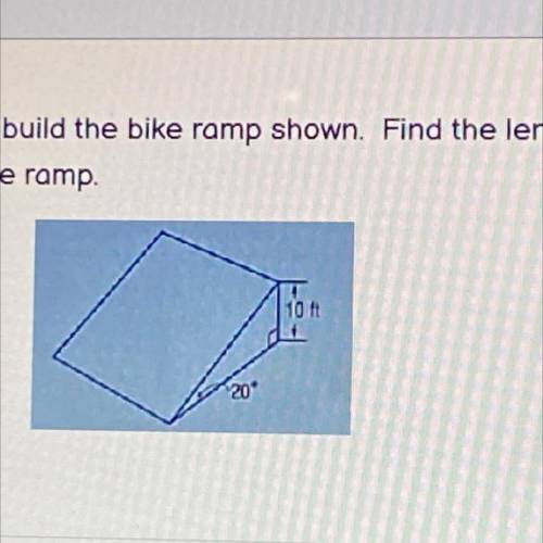 Lenora wants to build the bike ramp shown. Find the length of the base of the ramp.
