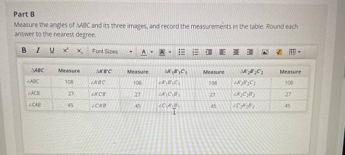 How do the measurements of the sides and angles of triangle ABC compare with the corresponding meas