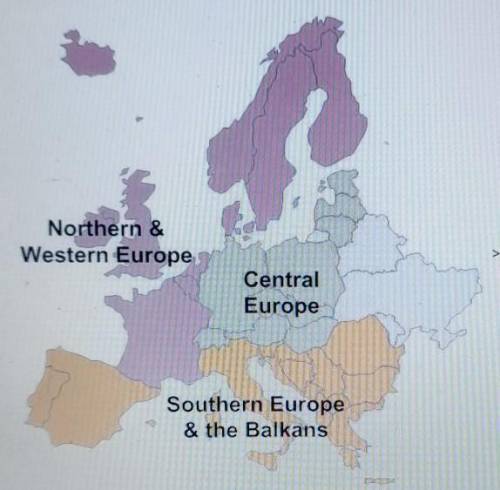 According to this map, which nation is considered part of northern and western Europe?

A:AustriaB