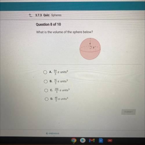 What is the volume of the sphere below?