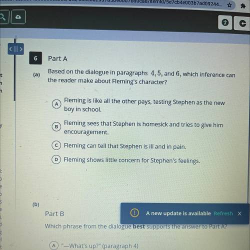 )

 Based on the dialogue in paragraphs 4, 5, and 6, which inference can
the reader make about Fle