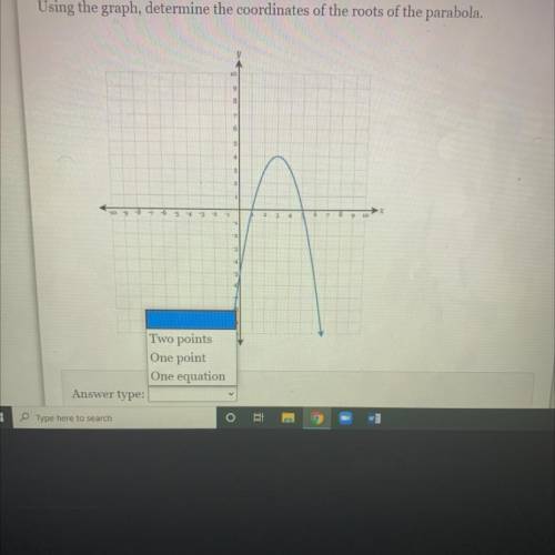 Using the graph, determine the coordinates of the roots of the parabola