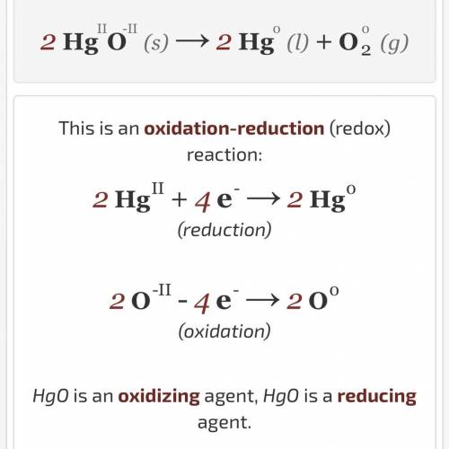 Word equation for HgO → Hg +O2