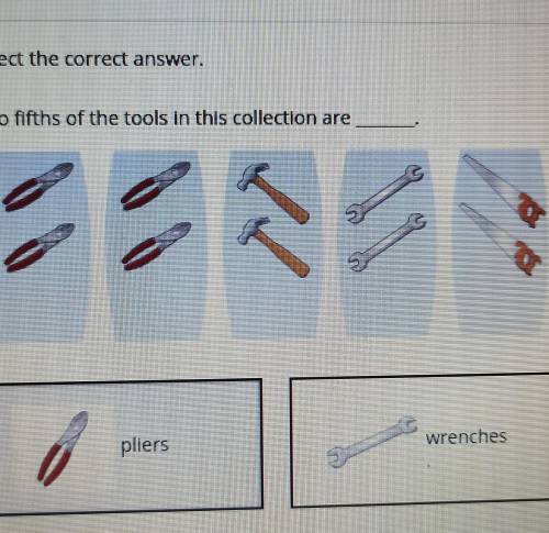 What is the two fifths of the collection pilers, hammers, wrenches, saws.​