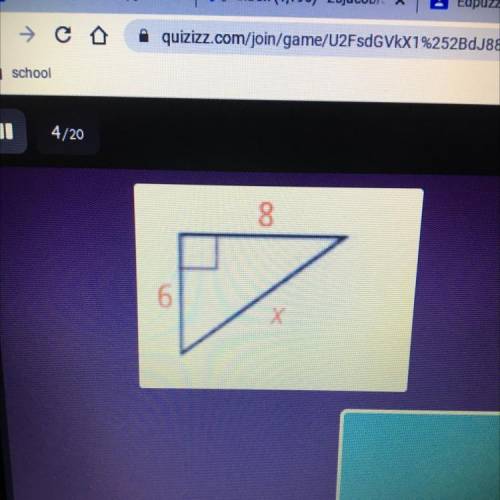 Find the value of x if b=8 and a=6