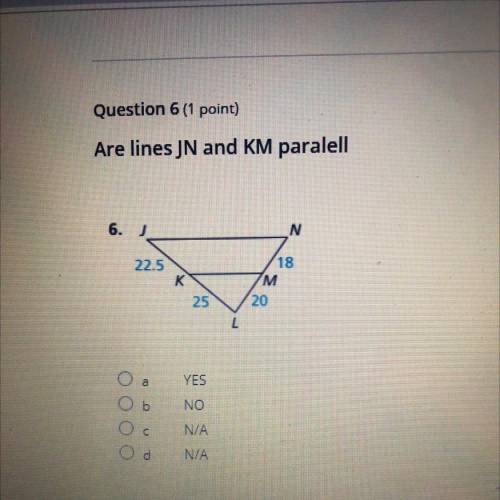 Are lines JN and KM parallel?