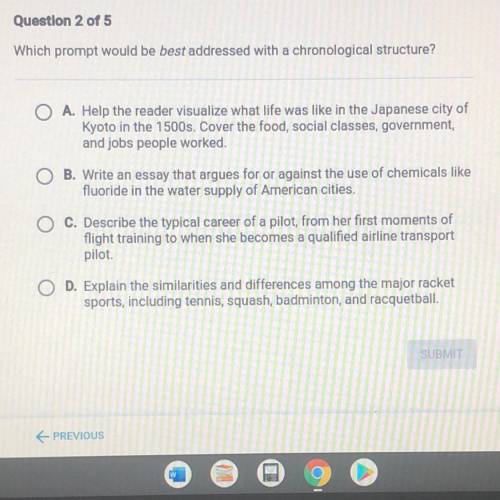 Which prompt would be best addressed with a chronological structure?

A. Help the reader visualiz