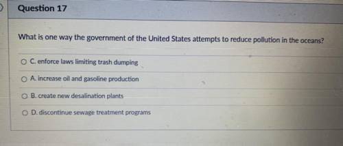 What is one way the government of the United States attempt to reduce pollution in the oceans?