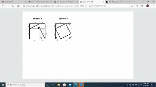 1. Using squares 1, 2, and 3, and eight copies of the original triangle, you can create squares 4 a