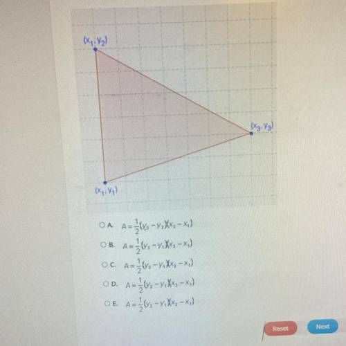 What is the area of this triangle

OA A-LUX -Y3XX - x
OB A - L Us -višks - x)
OC A- Z U - Xxs - x)