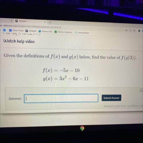 Given the definitions of f(x) and g(x) below, find the value of f(g(3))