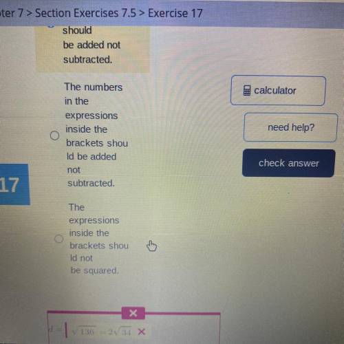 Describe and correct the error in finding the distance between the points (−3 −2) and (7 4)