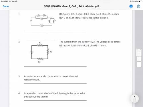 Question 1 and 2 and 3 physics lesson homework