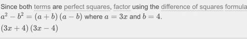 Find the perimeter of a rectangle that has an area of 9x^2 - 16