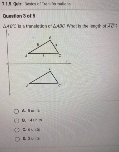 A'B'C is a translation of ABC. what is the length?​