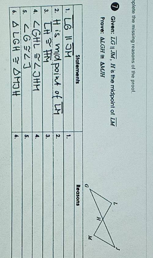 Complete the missing reasons of the proof.

The options are: AAS, ASA, HL, Reflexive Property, Def