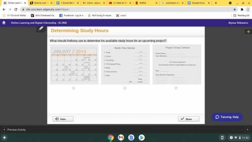 What should Anthony use to determine his available study hours for an upcoming project? LOOK AT THE