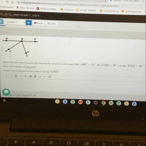 С

What is the sum of the measures that represent the measures of each angle it m ZABC = 2x, mZCBD