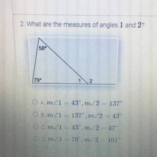 What are the measures of angles 1 and 2?