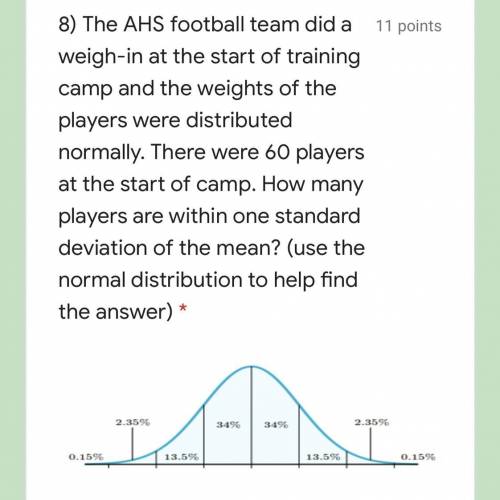 8) The AHS football team did a

weigh-in at the start of training
camp and the weights of the
play