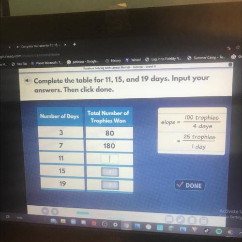 PLZ HELP I WILL MARK BRIANLIST Complete the table for 11, 15, and 19 days. Input your

answers. Th