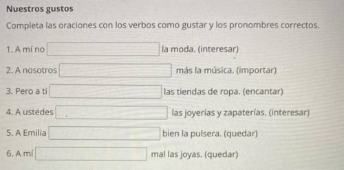 Spanish need help please will give thanks or brainliest to the correct answer
