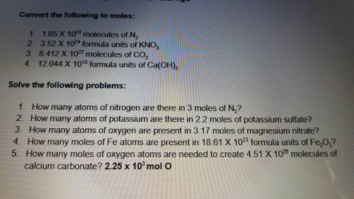 Can someone please answer Convert the following to moles (1-4) questions with explanation