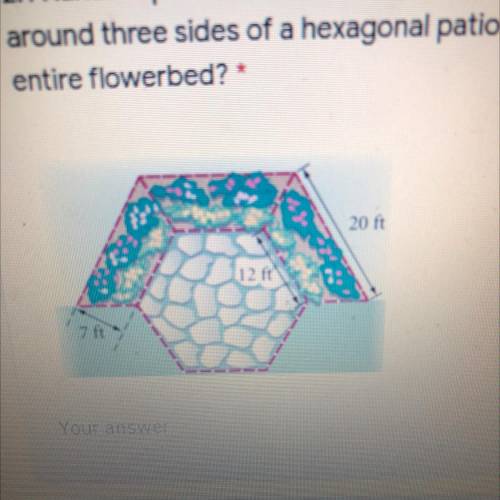 2. A landscape architect is designing three trapezoidal flowerbeds to wrap

around three sides of