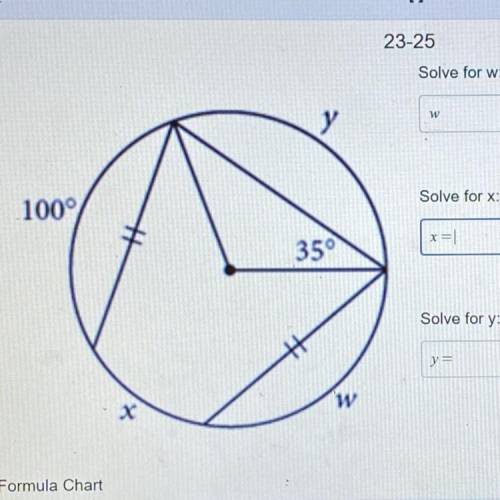 Solve for w:
Solve for x:
Solve for y: