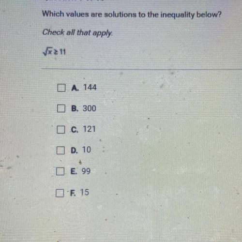 Which values are solutions to the inequality below?
Check all that apply.