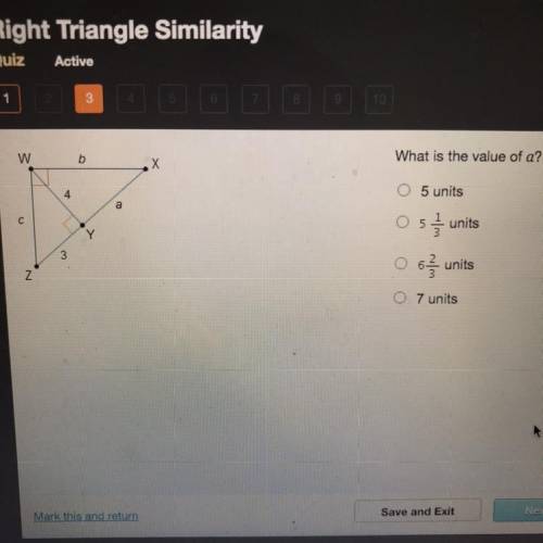 W
What is the value of a?
4
5 units
C
Os units
O 6 units
O 7 units