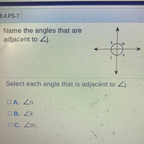 Name the angles that are adjacent to