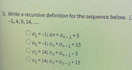 Write a recursive definition for the sequence below:
