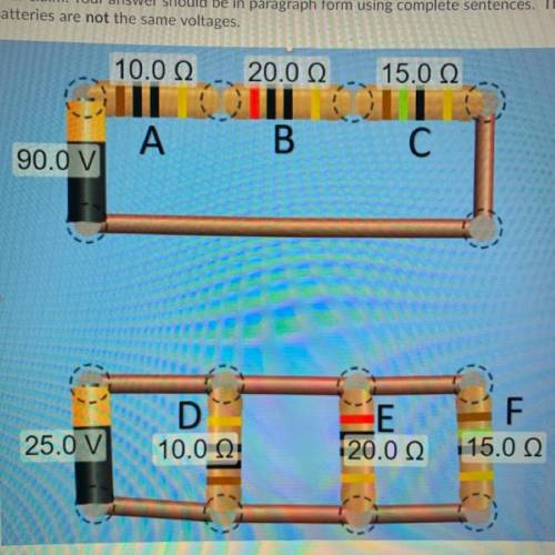 Which of the following Resistors A, B, C, D, E or F would use the least power? Make

your claim, g