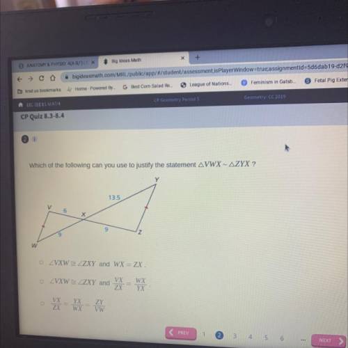 Which of the following can you use to justify the statement VWX - ZYX ?