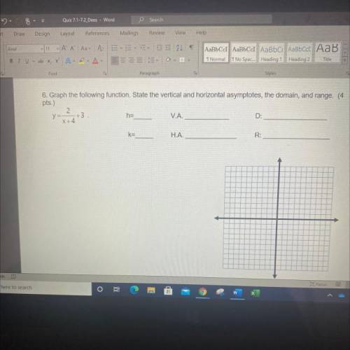 State the vertical and horizontal asymptotes the domain and range