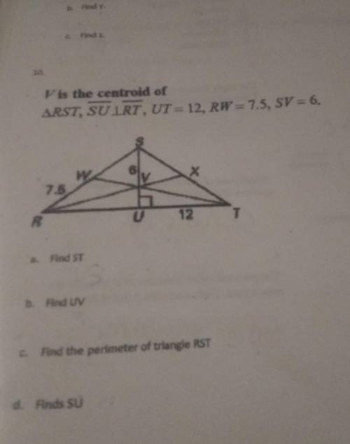 Find ST, find UV, Find the perimeter of triangle RST, find SU​