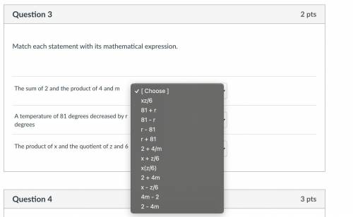 The sum of 2 and the product of 4 and m